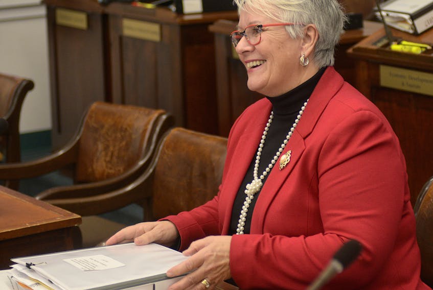 Paula Biggar, minister responsible for the status of women, is pictured in the legislature on Wednesday, Dec. 13, 2017.