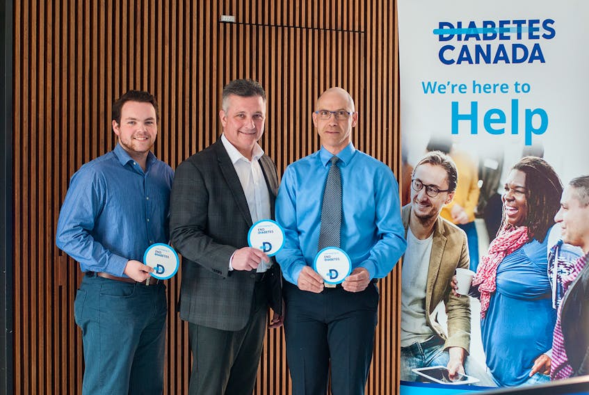 Anthony Miller, spokesperson for Camp Phoenix, Heath MacDonald, minister responsible for the PEI Liquor Control Commission, and Terry Lewis, the manager of community engagement for Diabetes Canada, announced a new donation campaign.