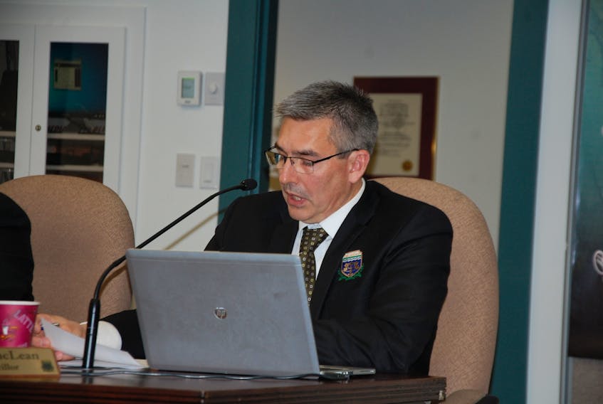 Stratford Coun. Keith MacLean, chairman of the planning, development and heritage committee, speaks about a proposed new zoning and development bylaw during the town’s regular monthly council meeting Nov. 14. Council passed the first reading of the bylaw that aims in part to create more affordable housing in the municipality.