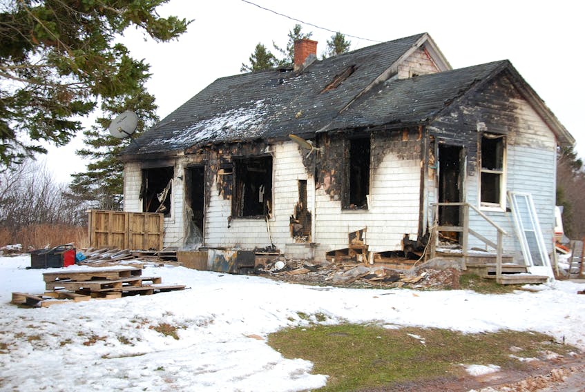 Three people have been displaced by a fire Tuesday afternoon that gutted this older two-storey house a few kilometres north of Charlottetown on the Union Road.