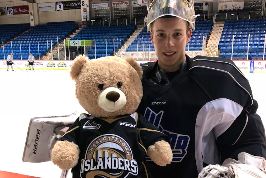 Charlottetown Islanders goalie Matthew Welsh can’t wait until his team scores at tonight’s annual Teddy Bear Toss game.