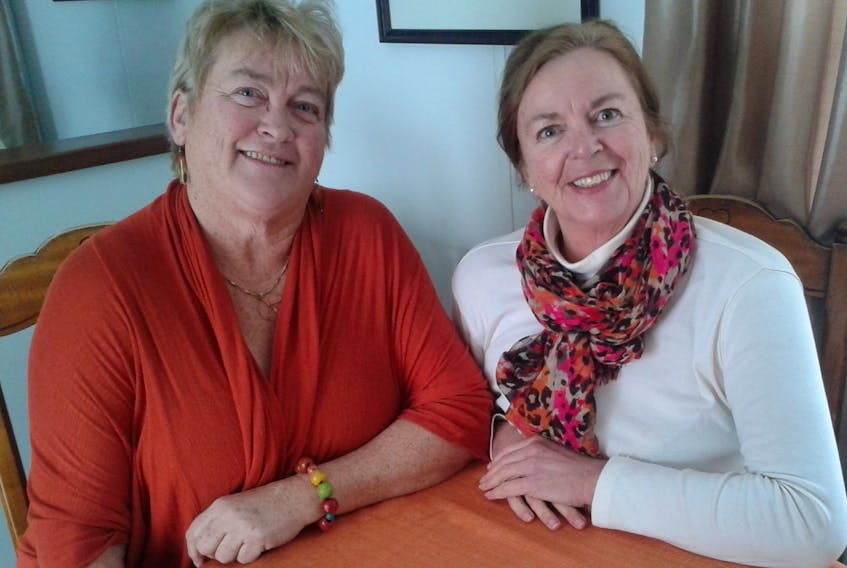 Marian White, left, the P.E.I. NDP’s leadership search committee chairwoman, meets with the party’s president, Leah-Jane Hayward, in preparation for the NDP’s leadership convention in April. Former leader Mike Redmond stepped down in December.
