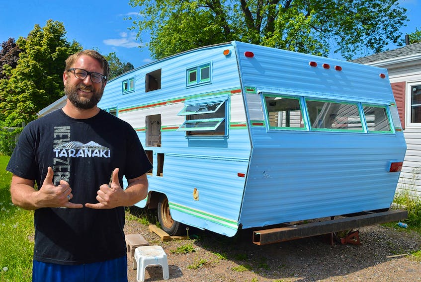 Scottie Miller of Charlottetown is turning this 1973 Neonex Leisure trailer into a 1950s-style diner where he will cook and serve food from his homeland, New Zealand. He expects to be up and running by the end of the month.