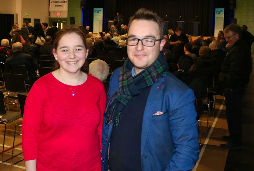 Siblings Alisa and Christian Wiedemer attended the final Progressive Conservative Party debate on Thursday night at the Murphy’s Community Centre. Christian said he will be supporting Shawn Driscoll. - Stu Neatby