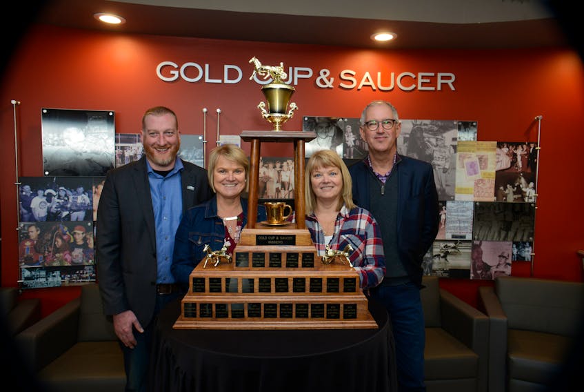 The Guardian is the new title sponsor for the Gold Cup & Saucer. The announcement was made Friday. From left are Red Shores race manager Adam Walsh, Guardian employees Francie and Lori Hennessey and David MacKenzie, regional president for Prince Edward Island for the SaltWire Network.