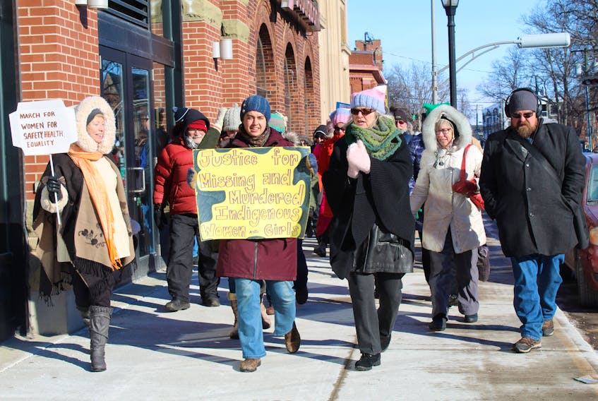 About 70 people marched through Charlottetown on Saturday for the third annual Women’s March for Equality.