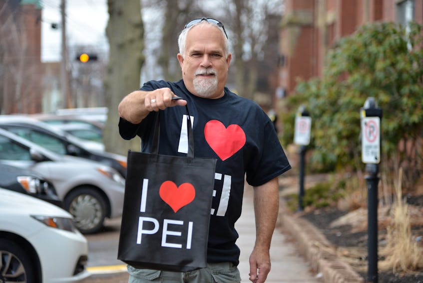 Islander Lloyd Kerry is selling I (heart) PEI shirts this summer.