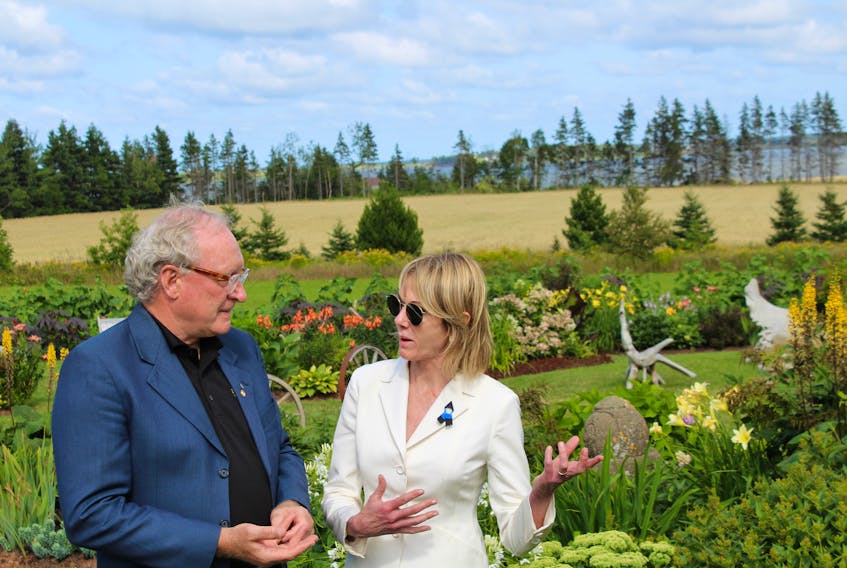 U.S. Ambassador Kelly Craft speaks to P.E.I. Premier Wade MacLauchlan outside the Dunes Studio Gallery during her visit to the Island on Old Home Week.