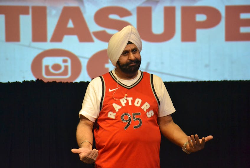 Nav Bhatia, the Toronto Raptor’s Superfan and owner of three car dealerships in Ontario, speaks at the Advancing Island Connections event at the Delta Prince Edward hotel on Nov. 22, 2018.