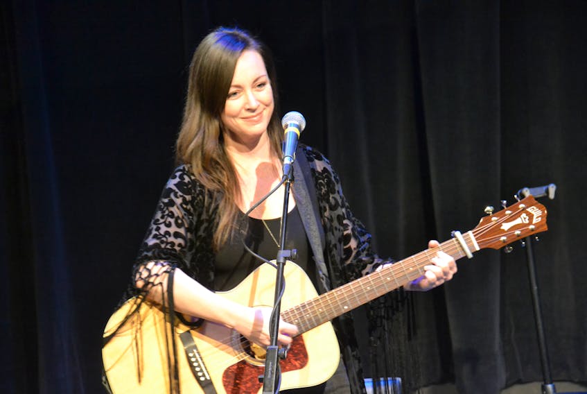 Tara MacLean plays a song at the Kick-Off party for the 2019 Credit Union Music P.E.I. Week