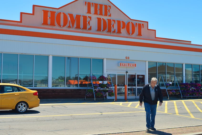 A customer leaves the Home Depot store in Charlottetown on Tuesday. The company’s head office and P.E.I. conservation officers are investigating the alleged wrongful death of baby birds that were nesting in the store in June.