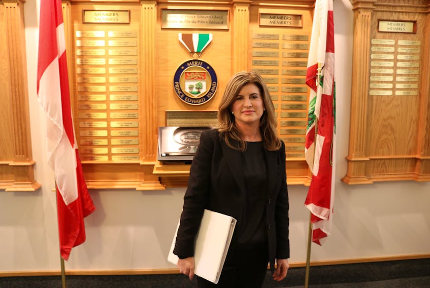 Retired MP and former Conservative Party of Canada Leader Rona Ambrose is shown before she spoke about a private members bill mandating sexual assault training for prospective judges in P.E.I.