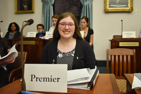 Susanna Hamilton, a student Grace Christian School, was the acting premier during the 31st annual Rotary Youth Parliament held in Charlottetown on Friday and Saturday. The exercise gave students from across the province some hands-on experience of what it’s like to be a provincial MLA.