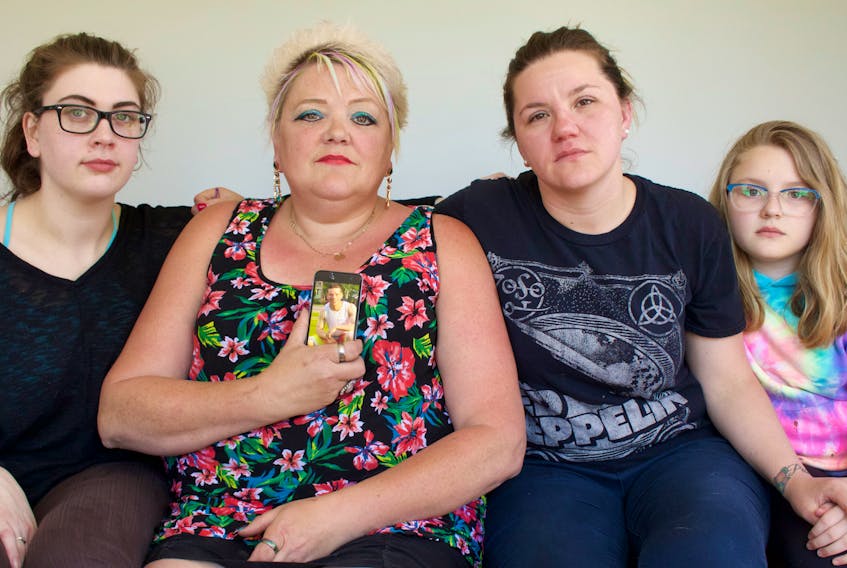 Jeremy Stephens’ family wants answers for why he was shot by police Sunday morning. In a press release, police say Stephens became violent after officers attempted to apprehend him in connection to a robbery at the Quality Inn in Summerside. Shown, from left, are Miranda Turnquest, Stephens’ cousin, Kim Baglole, aunt, sister Jannett Jones and Jannett’s daughter, Abigail Delaney.