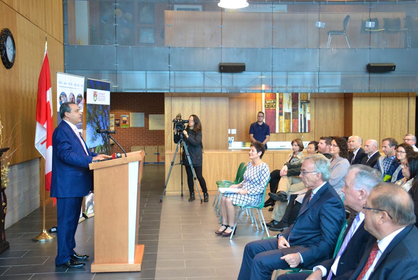 UPEI president Alaa Abd-El-Aziz speaks during a funding announcement at the university on Wednesday, Oct. 10, 2018. The university will receive $932,068 in funding from the Atlantic Canadian Opportunities Agency for international student recruiting and retention programming.