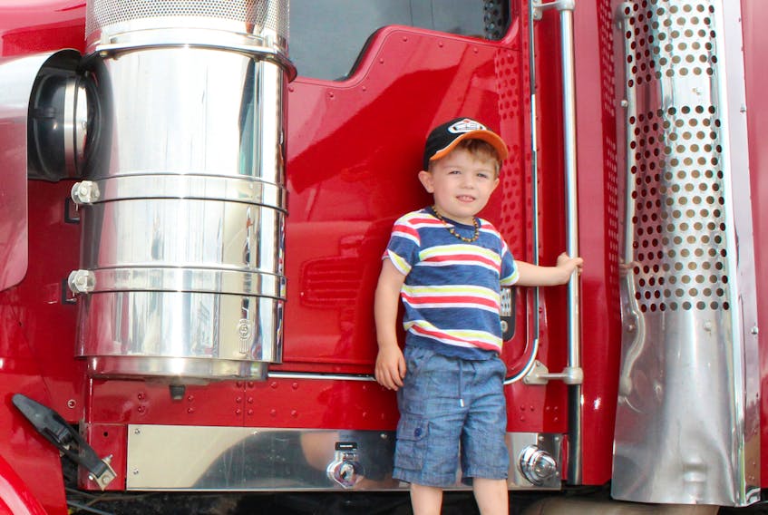 Two-year-old Bradley Waye, of Milton, was one of many youngsters in awe of the trucks at the P.E.I. Trucker’s Big Rig Show and Shine on Saturday.