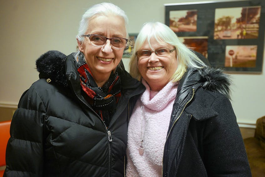 Artist Lorraine Vatcher, left, and Carla Morgan, chairwoman of Artisans on Main, are shown following a presentation to Three Rivers council last month. The Montague-based group is hoping to get support from Three Rivers as it tries to expand its work throughout the new municipality.