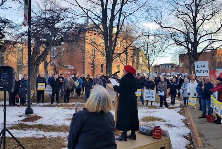 A rally in support of rural P.E.I. and against government’s amalgamation plans was held at the provincial legislature on Tuesday.

(Submitted photo)