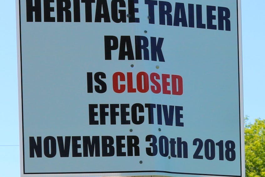 This sign is posted at the entrance to Heritage Trailer Park in Summerside.