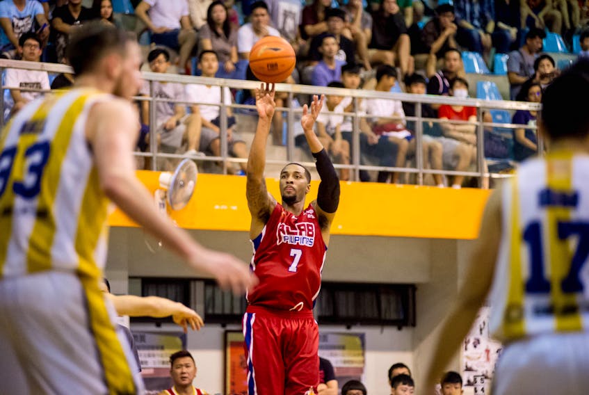 Sampson Carter takes a shot as a member of the Alab Pilipinas of the ASEAN Basketball League where he played two seasons ago. The six-foot-eight forward signed with the Island Storm for the 2018-19 season.