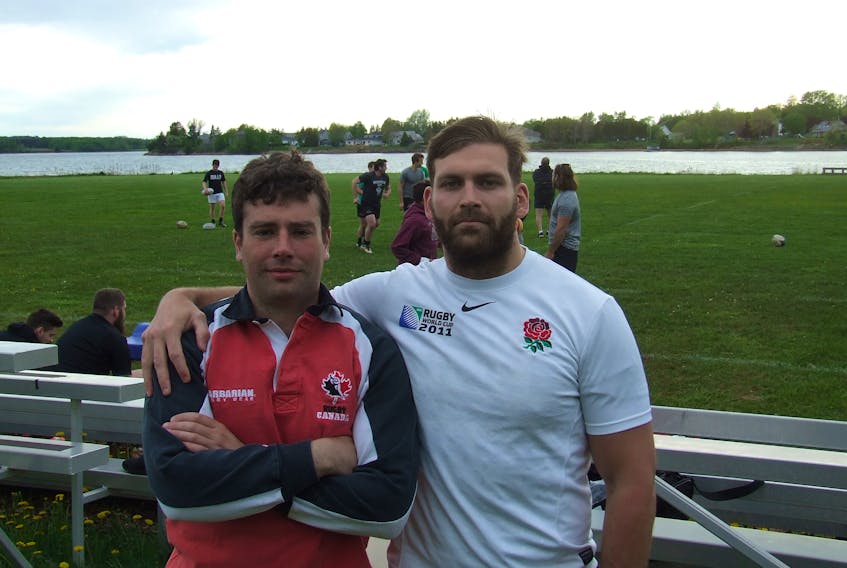Charlie Waddell, left, and Kyle Robertson of the P.E.I. Mudmen rugby club are gearing up for the new Nova Scotia senior men’s season and a defence of last year’s Division 1 title. The Mudmen open the season versus the Valley Bulldogs Sunday at Co-op Field.