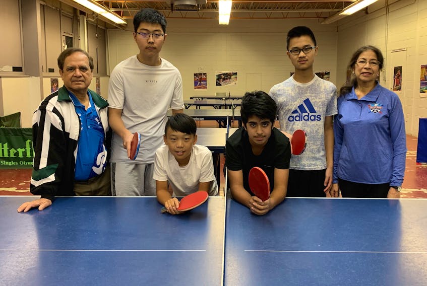 Team P.E.I.’s table tennis team is getting ready for the Canada Games in Red Deer, Alta. From Left are coach Najam Chishti, Steven Liu, Mike Li, Zaeem Arif, who is an alternate with the team; Daniel Zhao and manager Farida Chishti.