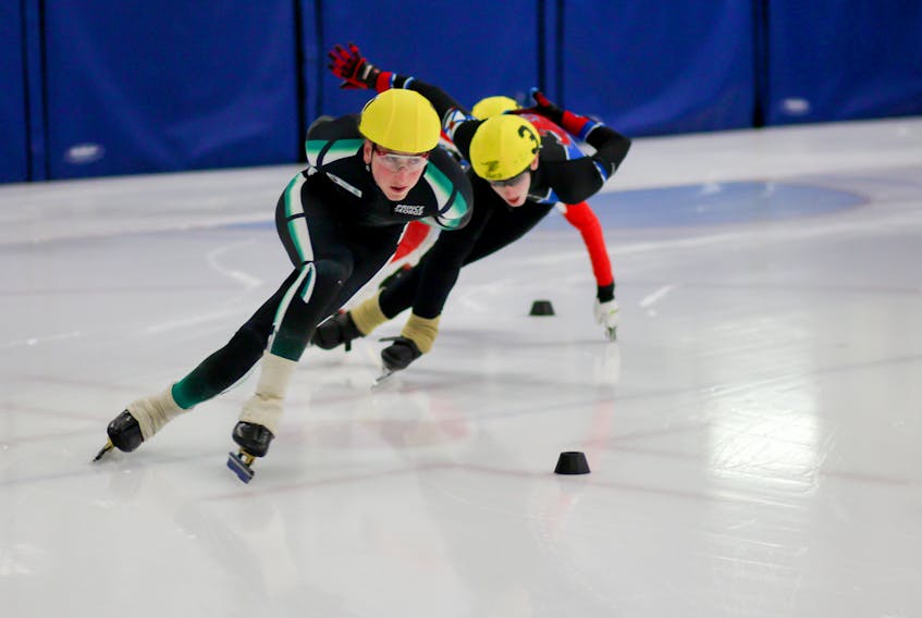 Charlottetown’s Peter McQuaid, left, will be one of nearly 40 Islanders competing in this weekend’s Atlantic Cup Speed Skating Championships at the Eastlink Centre in Charlottetown. McQuaid enters the competition as the No. 2-seeded skater.