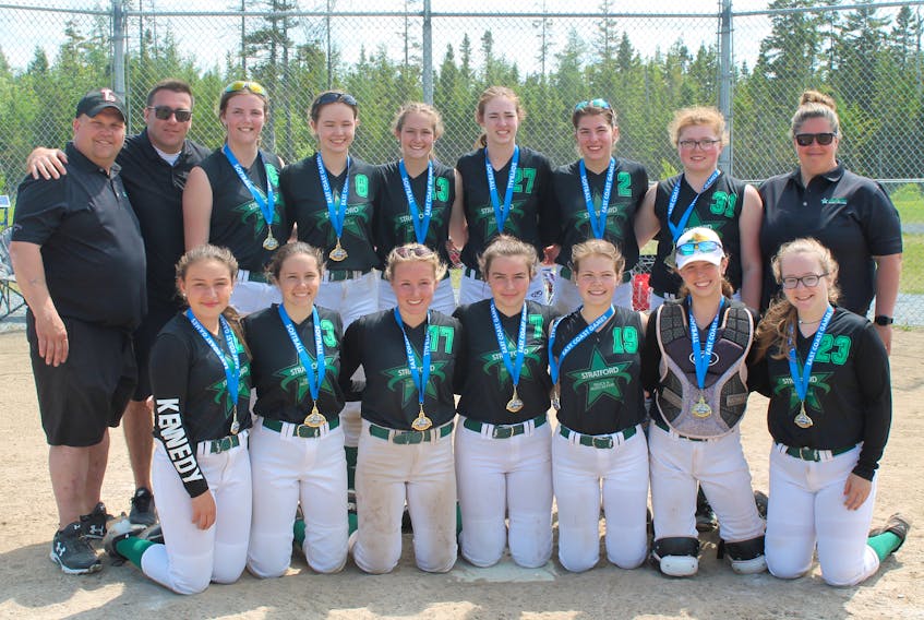 The Stratford Truck and Auto Stars already have a pair of tournament victories under their belts this season. The under-16 provincial fast pitch team won championships in O’Leary and Quispamsis, N.B. Team members, front row, from left, are Kyah Kennedy, Gracie Hackett, Belle Ashley, Kylee Campbell, Lindsey Drover, Sophia Jeffery and Taylor Blackmore. Second row, head coach George Drover, manager Dave Campbell, Darcie Kelly, Charli Arsenault, Emily Thistle, Ashley Cullen, Brenna Ing, Zoe Stewart and assistant coach Caley McDonald. Missing from photo are Andrea Caron and assistant coach Seth Hood.
Submitted