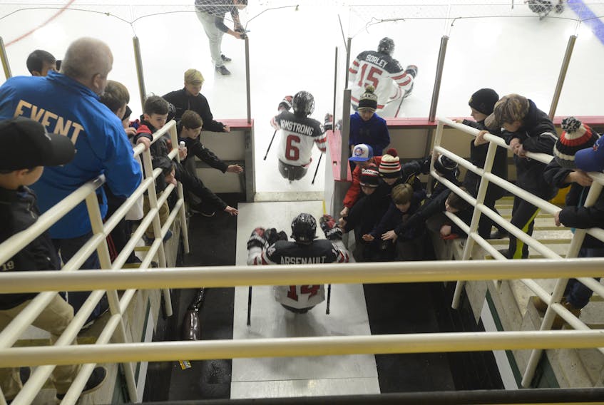 Members of Canada's men's sledge hockey take the ice in the beginning of the second period of Canada's World Sledge Hockey Challenge game against Korea. Canada (2-0) and the United States (2-0) tangles in Wednesday's final preliminary round game.