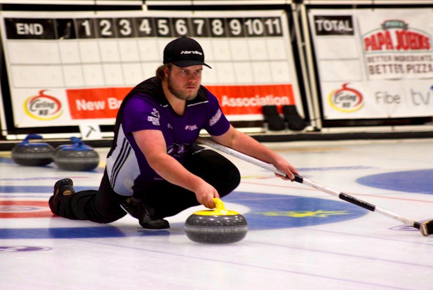 Tyler Smith in action with Team N.B. at the 2017 provincials. Curl Moncton photo