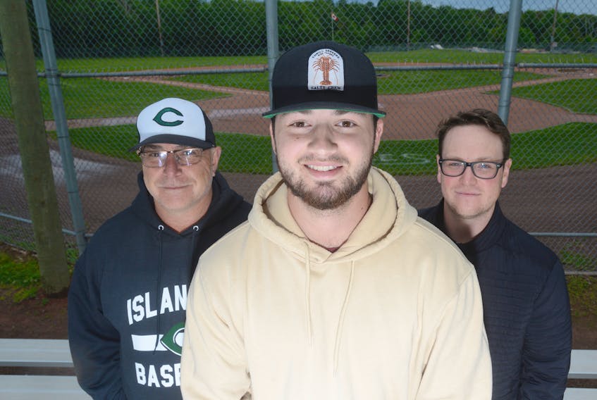 Infielder Kody Matthews has joined the Charlottetown Gaudet’s Auto Body Islanders of the New Brunswick Senior Baseball League. He arrived in town on Thursday. From left are head coach Doug Hines, Matthews and veteran pitcher Jake Beck. “It’s a blessing,” Matthews said. “They took a chance on me, and I couldn't be more thankful for it.”