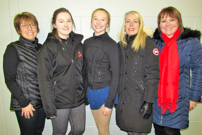 Team P.E.I.’s figure skating squad for the 2019 Canada Games is comprised of, from left, Cindy Stavert, Emma Hynes, Katie Stavert-Bernard, Krista MacKay, Elizabeth MacKay.