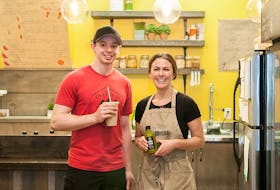Suzanne Keough, owner of Rawsome Juice Company, pictured here with Ty McAdam, says the P.E.I. Ignition Fund helped her increase the business’ capacity and move to anew location.