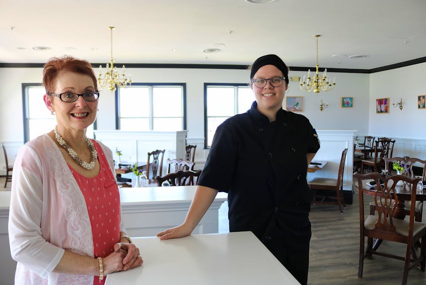 Barb Arsenault, left, food and beverage manager at the Loyalist Country Inn is excited about the new restaurant and menu that have launched at the popular establishment under the direction of chef Darla Brown, right.