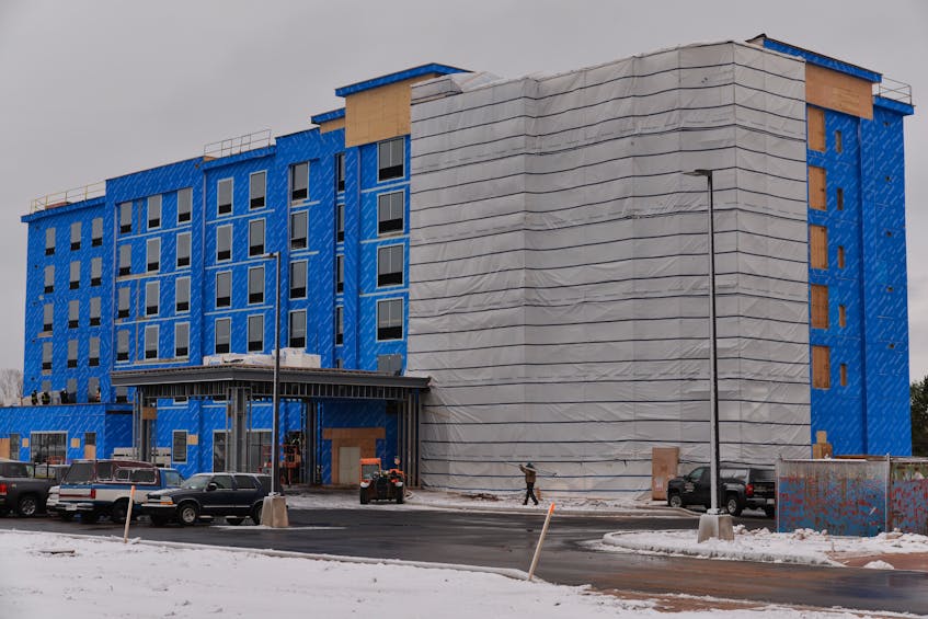 Construction work on the new Hampton Inn and Suites hotel on Capital Drive near the Maypoint Road roundabout has come a long way since May 2018. The estimated $15-million, six-storey hotel is expected to open in May 2019.