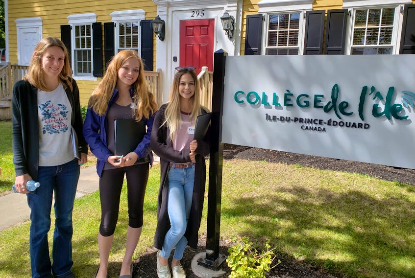 Collège de l'Île welcomed 16 first-year students to its Charlottetown campus earlier this month, including early childhood care and education students, from left, Megan Gallant, Marylou Richard-Sweet and Emmalyn Kozma-Allain.