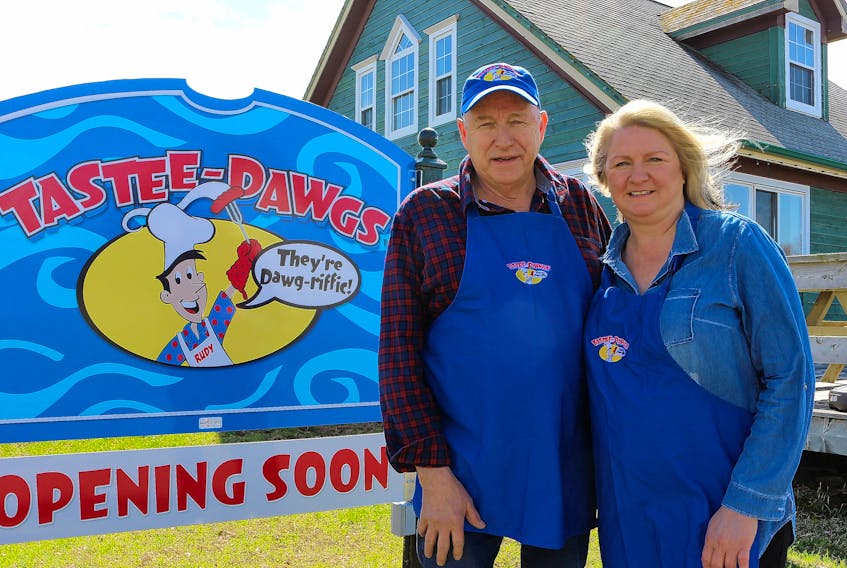 Rudy, left, and Denise Perrin, owners of the new Borden-Carleton business Tastee Dawgs, are excited to open the doors to the strictly-takeout restaurant.