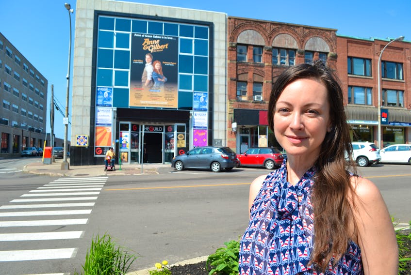 Tara MacLean stands outside The Guild in Charlottetown where her show, “Atlantic Blue” is running this theatre.
The P.E.I. native divides her time between Charlottetown and Salt Spring Island.