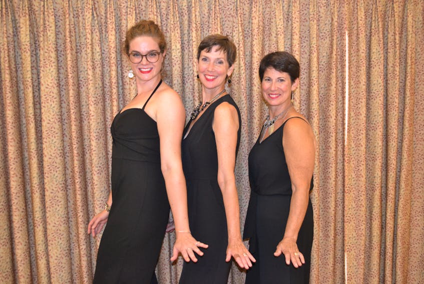 Allison Kelly, left, Catherine O’Brien and Kelley Mooney and take a break from rehearsals for “Fascinating Ladies”. Written and directed by Catherine O’Brien the musical runs Sept. 12-16 at Victoria Playhouse.