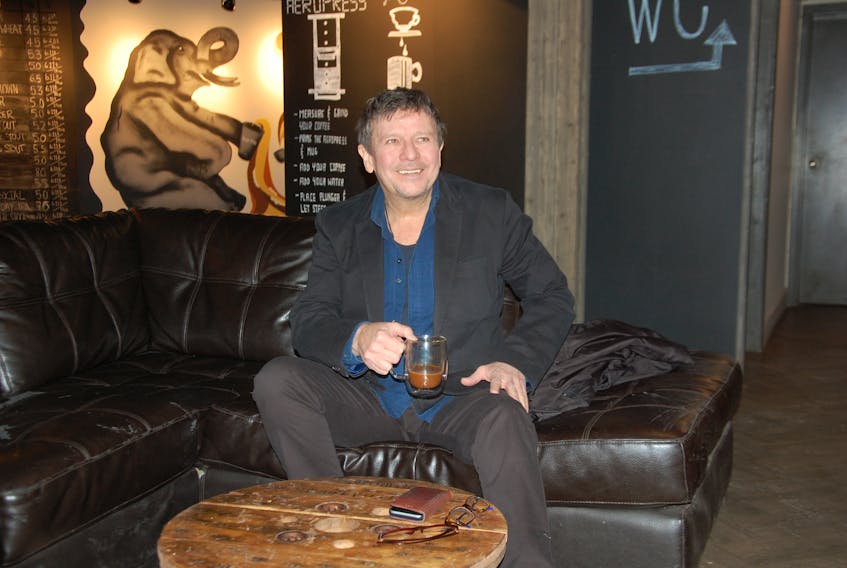Singer-songwriter Lennie Gallant enjoys a coffee earlier this week in Charlottetown after chatting with The Guardian about his personal and professional plans following the release of “Time Travel” — his first studio album in nine years — and a lengthy run with his hit musical called “Searching for Abegweit.”