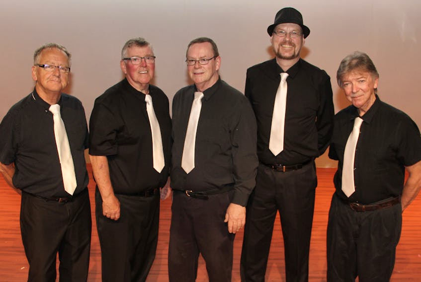 Phase II will be at the Kaylee Hall on Sept. 8 playing some of the best music available on P.E.I. From left are Pat King, Gerry Hickey, John McGarry, Ed Young and Blaine Murphy.