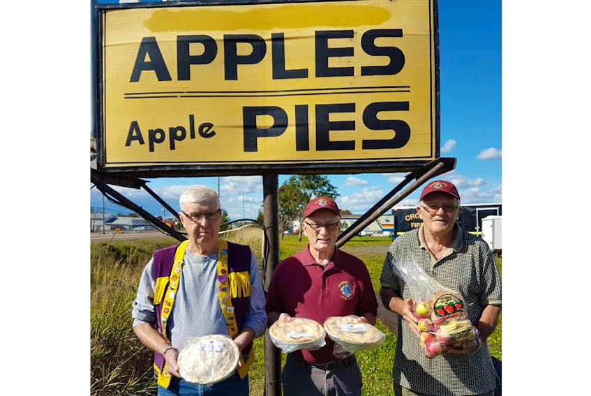 Howard Bonnell, Bob Bruce and Layton Docherty, along with other members of the Stratford and Area Lions Club, are selling apple pies and bags of fresh apples in support of the QEH Foundation. The pies are $9, available baked or unbaked, while fresh apples are $4 for 5 pounds / $7 for 10 pounds. Both are available to purchase on Thursdays, Fridays and Saturdays, 10 a.m. to 5:30 p.m., until Oct. 27 at the Stratford and Area Lions building, at the corner of the Mason Road and Trans Canada. Funds raised from this fall sale will help purchase a new CT scanner for the QEH’s Diagnostic Imaging Department. CT scanning is critical for patient outcomes in major trauma, for stroke victims, and for most cancer cases, and costs approximately $1.5 million.