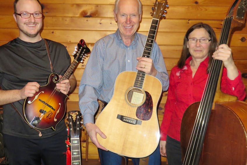 The Wheatley River Band will perform at the Bonshaw Ceilidh on April 29. From left Allen Boland, left (mandolin, dobro and vocals), David Tingley (guitar and vocals) and Ann Hay (bass and vocals).