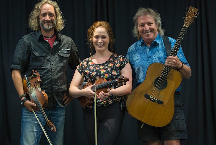 Richard Wood, left, Courtney Hogan and Gordon Belsher will share the stage tonight for the weekly ceilidh in Emerald.