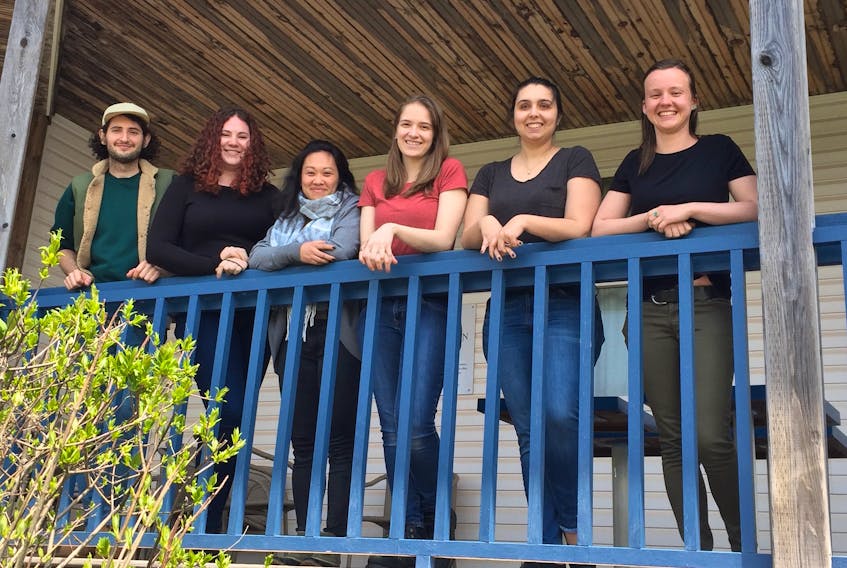 Mike Grdosic, Meghan Riddell, Lokki Ma, Rachel Smith, Claudia Groves and Verg Iredale are summer interns at the Watermark Theatre in North Rustico.
