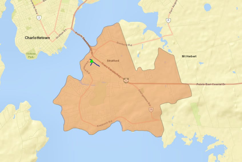 Maritime Electric reports 331 people without power Friday evening in Stratford.