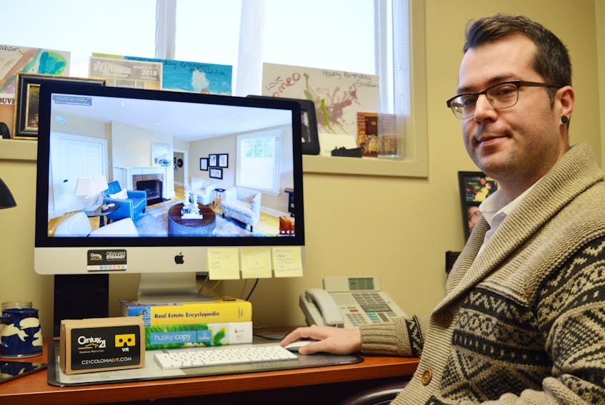 Graham Stewart, manager of marketing and digital services for Century 21 in Charlottetown, says real estate companies are now using virtual technology to help sell homes. It gives the customer the feeling of being inside a home that’s for sale without actually setting foot in it. DAVE STEWART/THE GUARDIAN