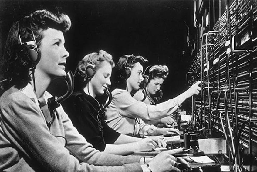 Telephone operators controlled party lines in the 1940s.