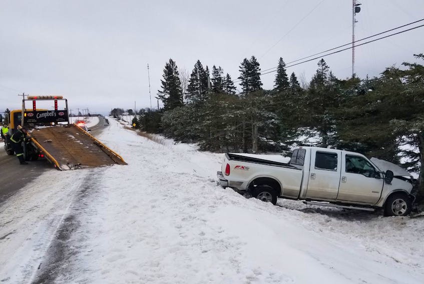 A single vehicle crash on Route 3 in the Alberry Plains-Summerville area of southern Kings County on Tuesday afternoon, as posted on the P.E.I. RCMP's Twitter account.