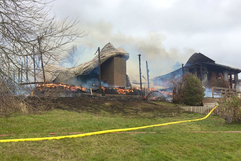 Fire destroyed a home and an attached garage in Lower Debert on Monday.